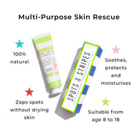 Spots & Stripes - Starter Skincare Set for Boys, Easy-to-Use and Natural Essentials for Teen and Young Skin, with Virgin Coconut, Kanuka and Niaouli, Super Gentle, Combats Blemishes (150ml and 15g)