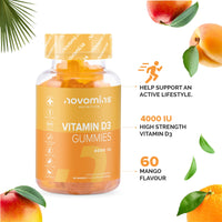 novomins Vitamin D Gummies - High Strength 4000 IU Adult Vitamin D3 Gummies - Chewable Gummy Vitamins - Vegetarian - Gluten Free - Vitamin D Gummies by Novomins