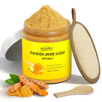 POP MODERN.C Turmeric and Vitamin C Body Scrub, Exfoliating Scrub, Remove Dead Skin Improve Dark Spots Acne, Natural Deep Cleansing, Exfoliator for Body Butt Bikini Area, Body Care for Men Women, with Loofah
