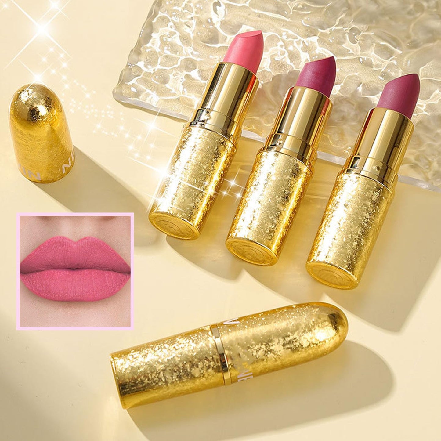 LYNTYAOU Nude Pink Matte Lipstick, Bright Pink Lip Stick for Women, Hot Color Smooth Full-Coverage Moisturizing Lipsticks, Waterproof Non-sticky Lips Tinted, Long Lasting Lip Balm Gift for Girls & Lady