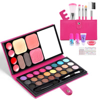 Aomig 33 Colors Kids Makeup Sets for Girls, 12 Pcs Princess Make Up Kit with 5 Brushes, Washable Children's Cosmetics Toys, Non-Toxic Makeup Kit, Cosmetic Beauty Set Gift for Kids Halloween Birthday