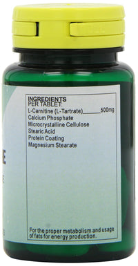Health Plus L-Carnitine 500mg Energy and Weight Control Supplement - 30 Tablets