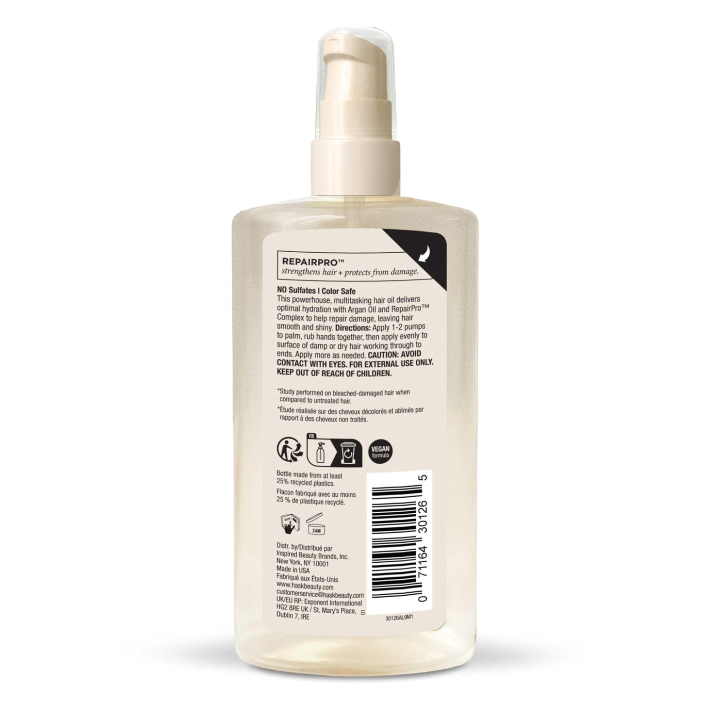 HASK Intensive Repair Hair Oil with Argan Oil & Vitamin E, Repairs Damage, Hydrates, Fights Frizz, Softens & Adds Shine, Sulfate-Free, Cruelty-Free, Colour-Safe – 120 ml