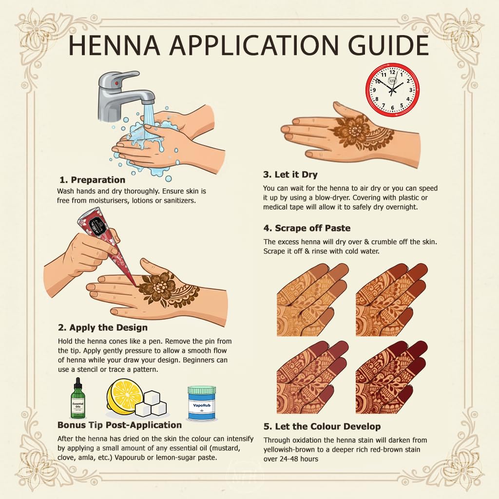 New Fashion House Organic Henna Mehindi XL Cones Ready to Use (Pack of 3) No Chemicals, No Dyes