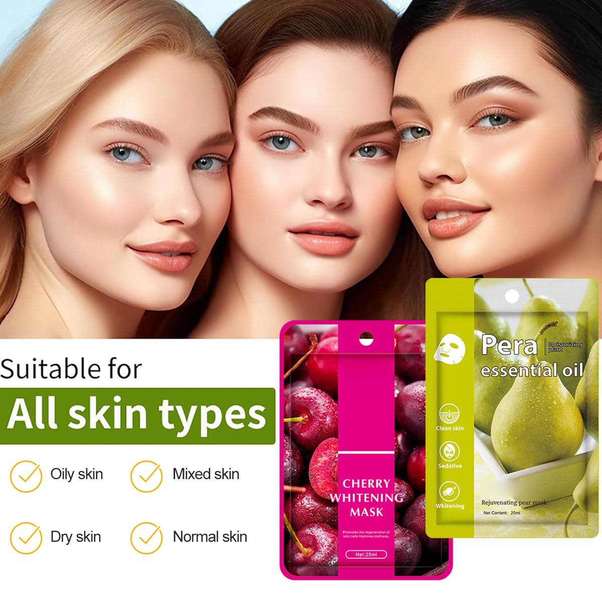 KARELLS Sheet Mask,7 pc Fruit Extract Masks,Organic Face Mask,Pineapple Face Mask,Moisturizing Facial Mask,Face Facial Mask,Collagen Face Mask,Hydrating,Improve dullness & Brighten,Women/Men for All Skin