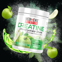 Medi-Evil Nutrition Creatine Monohydrate Powder, Green Apple Flavour, 400g, Micronised for Easy Mixing, Increases Physical Performance