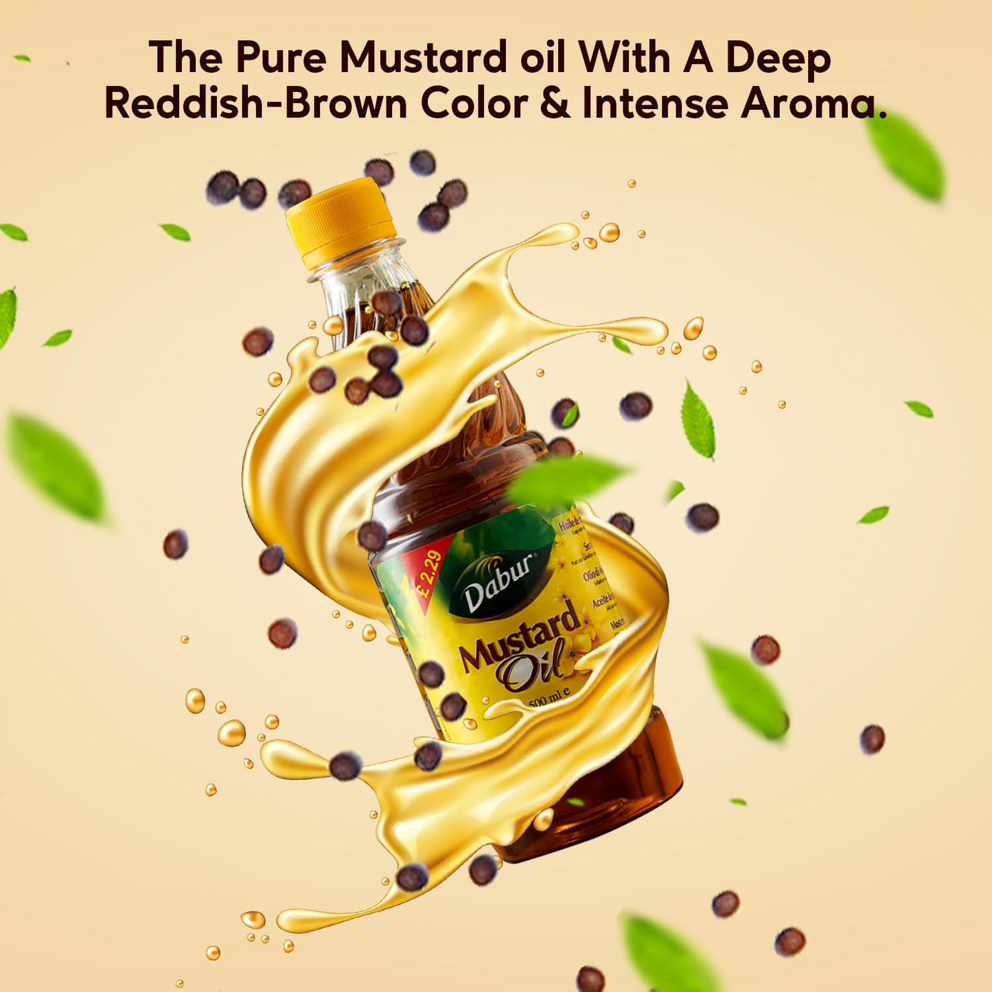 Dabur Mustard Oil 475ml - Pure and Refreshing, Rich in Benefits for Immunity, Hair Growth, and Skin Nourishment