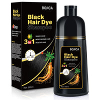 BOJICA Black Hair Dye Shampoo for Gray Hair Coverage, 3-in-1 Semi-Permanent Color Shampoo Herbal Ingredients for Women & Men 500ml