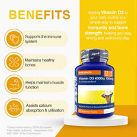 Zipvit Vitamin D3 4000 IU, 360 Maximum Strength Vitamin D Tablets, 12 Months Supply, Vegetarian, 1 a Day, VIT D3 As Cholecalciferol, Supports Bones Muscles, Immune System