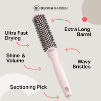 Olivia Garden Expert Blowout Speed – Pastel Pink - 25 - Ceramic Coated Round Brush with Extra Long Barrel for 25% Faster Blowouts