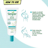 Simple Daily Skin Detox SOS Clearing with thyme, zinc, and witch hazel Booster long-lasting shine & blemish control 25ml - Packaging May Vary