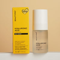 BeautyPro BEAUTYPRO HYALURONIC ACID Serum Daily Face Cream Anti-Ageing Hydrating Antioxidant Anti-Inflammatory Natural Vegan Skincare 100% Plant Based Soybean & Chamomile Multi Award Winning Brand 30ml