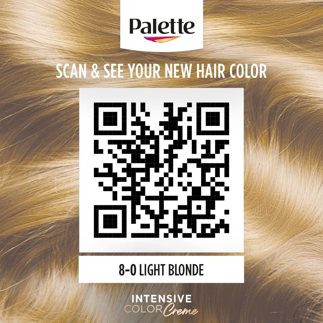 Schwarzkopf Palette Intensive Hair Colour Cream With Liquid Keratin - 8-0 Light Blonde Blonde 100 ML