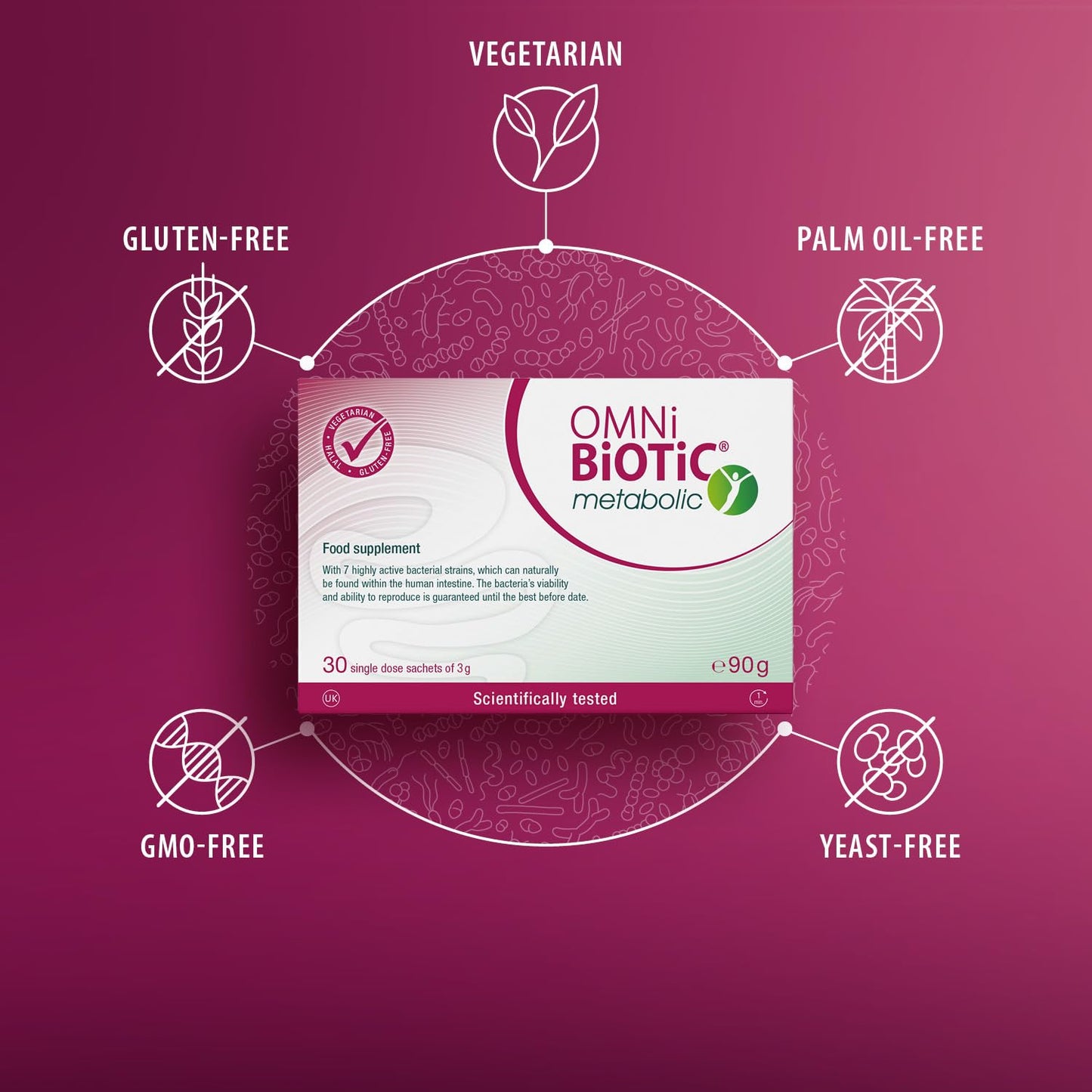 OMNi BiOTiC metabolic | Balance in The Intestine | Probiotic with Highly Active Intestinal Bacteria | 30 Sachets | Powder | Vegetarian | Gluten-Free | for Daily Use