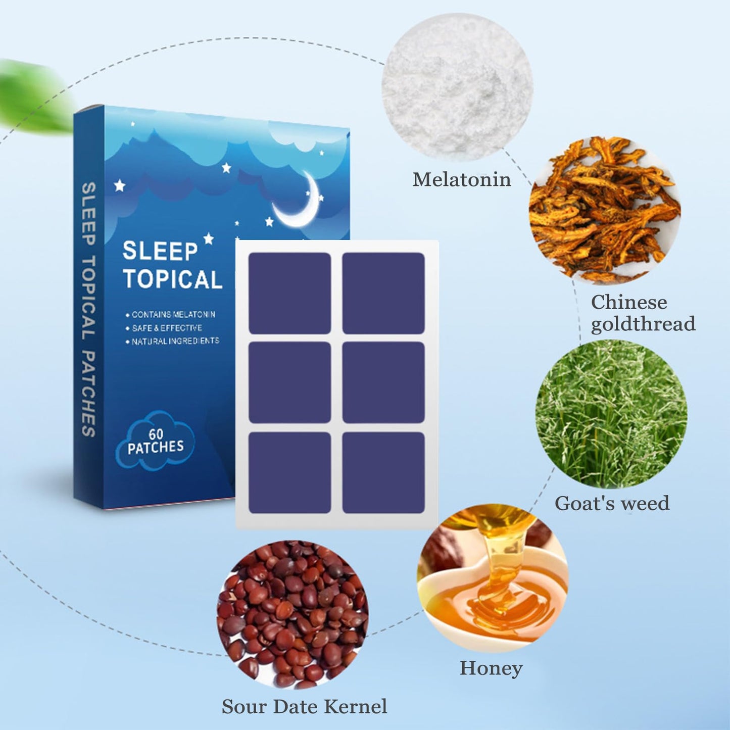 Veroa 60 Pcs Sleep Patches for Adults Melatonin Sleep Aids - Fast Efficient,Cruelty-Free Non-Allergenic,Drug-Free Natural Sleep Patches Help Deep Sleep Adults