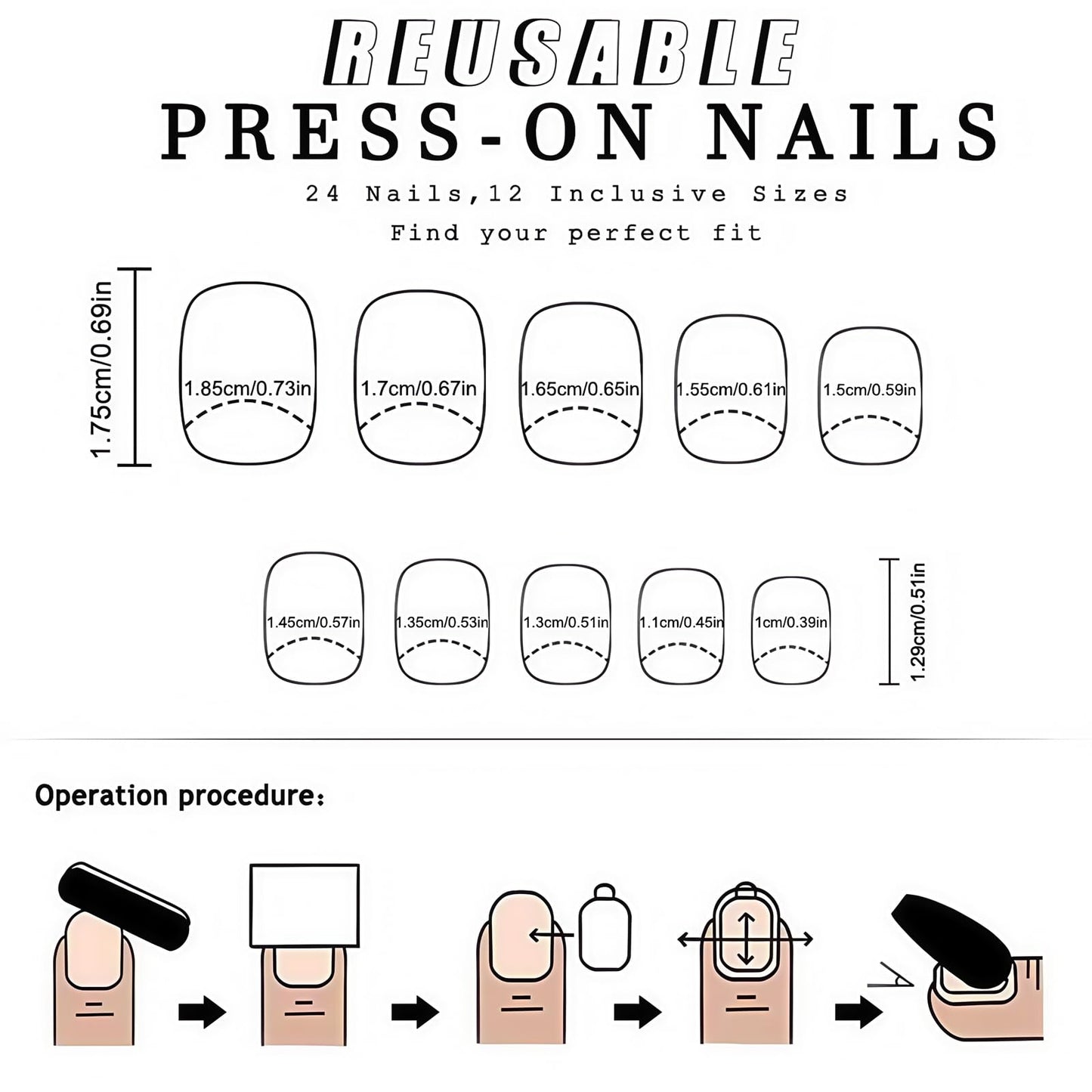 Wormeer 24 Pieces French Tip False Nails - Short Press On Nails Full Cover Nude White Square and Round Shape- Perfect French Nail Art for Women