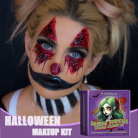 EONFAVE Halloween SFX Makeup Kit - Realistic Vampire Makeup - Fake Blood Makeup Kit - Special Effect Makeup Paint With Sponges, Scar Wax, Body Painting Palette for Halloween Cosplay Zombie Vampire