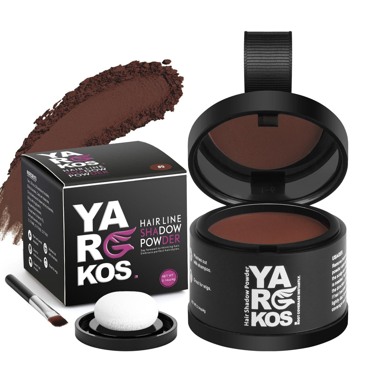 MIFANYO Hairline Shadow Powder, Instantly Root Touch Up Powder for Women Gray Hair Cover Up, Color Root Coverage for Thinning Grey, Mens Roots Concealer for Hair Loss Beard Line, 9-Auburn