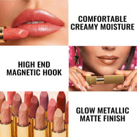 Oulac OULAC Glow Metallic Shine Lipstick, Nude High Impact Lipcolor, Lightweight Soft and Ultra Hydrating, Long Lasting, Vegan & Cruelty-Free, Full Coverage Lip Color 4.3 g/0.15 GM09 Elysium