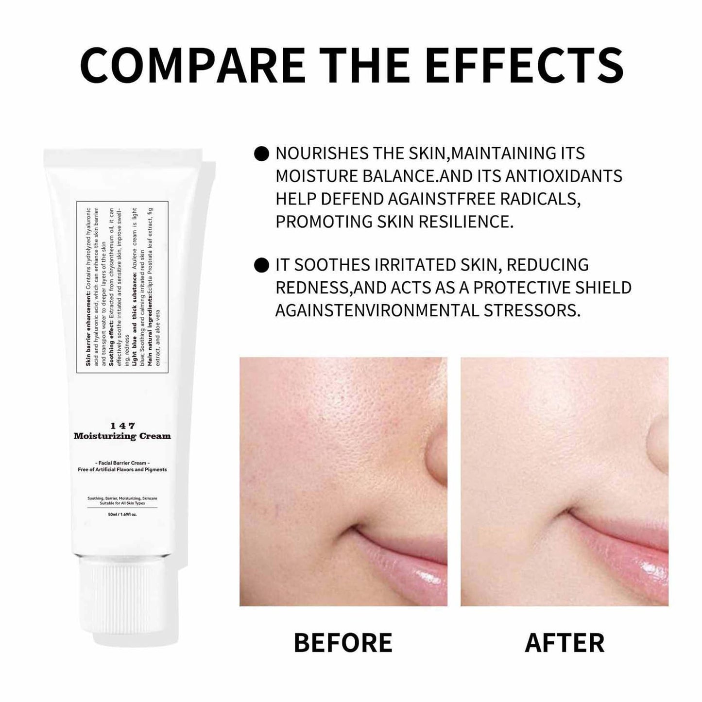 Tianyue 147 Relief Cream, 147 Relief Anti-Sugar And Anti-Oxidation Cream, Skin Barrier Repair Cream,Soothing Face Moisturiser Cream,to Solve Skin Defects And Moisturize The Skin 50ml