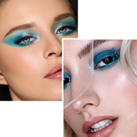 MADGININE Blue Eyeshadow Palette,Blue Eye Shadow For Women,Blue Makeup Blue Glitter Eyeshadow Light Blue Eyeshadow Blue Eyeshadow Palette Suitable For Parties, Nights Out 3 Eye Shadow Brushes Free