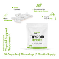 Freak Athletics Thyroid Support Supplement - 60 Capsules - Includes Myo inositol, L-Tyrosine, Iron, Magnesium, Zinc, Manganese, Selenium, Vitamin B12 - Contributes to The Reduction of Tiredness & Fatigue