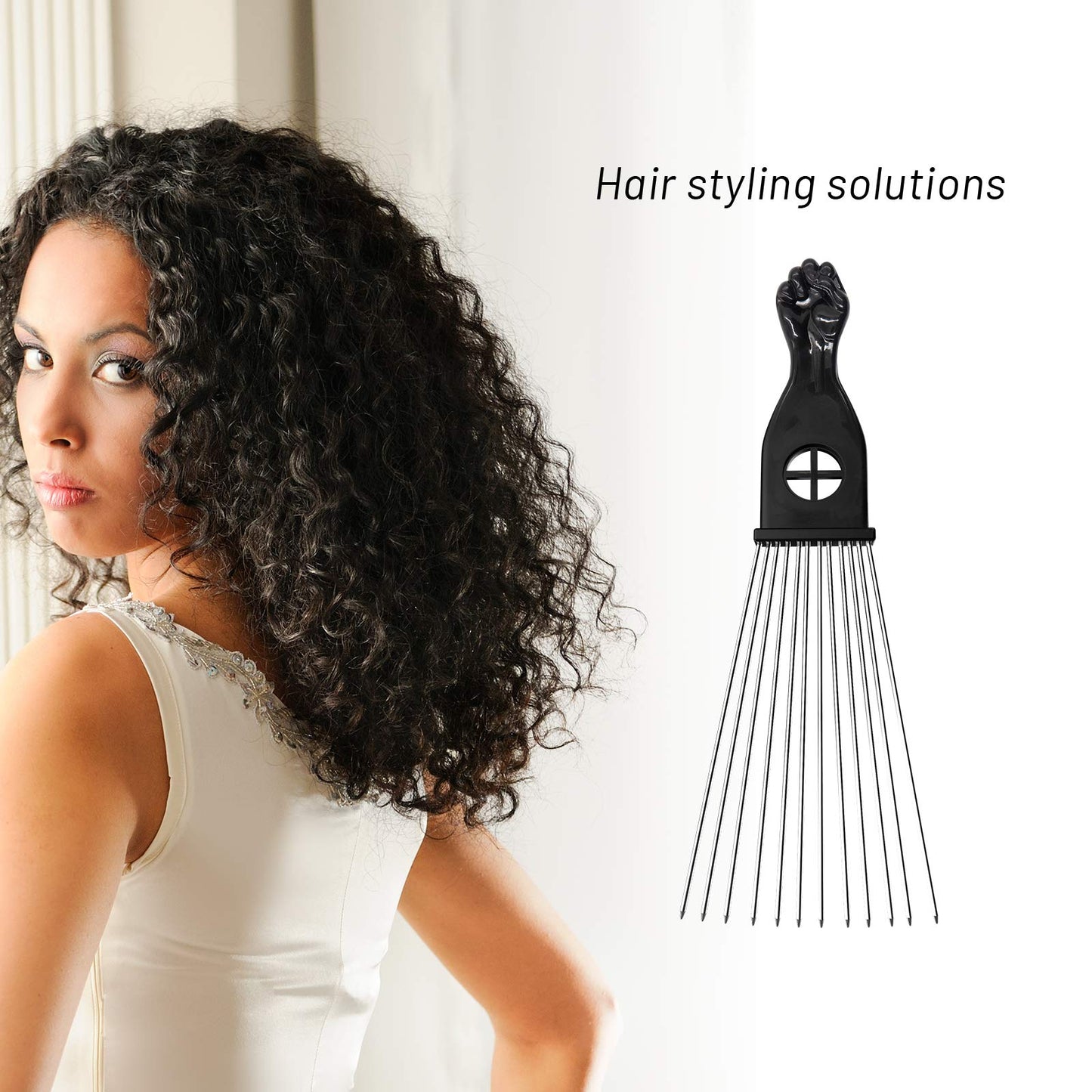 5 Pack Afro Pick Afro Comb Metal Picks for Hair, Afro Pick Combs for African American Hair Styling Tool Hair Comb for Hair Styling Hair Picks for Curly Hair Fist Pick for Hair