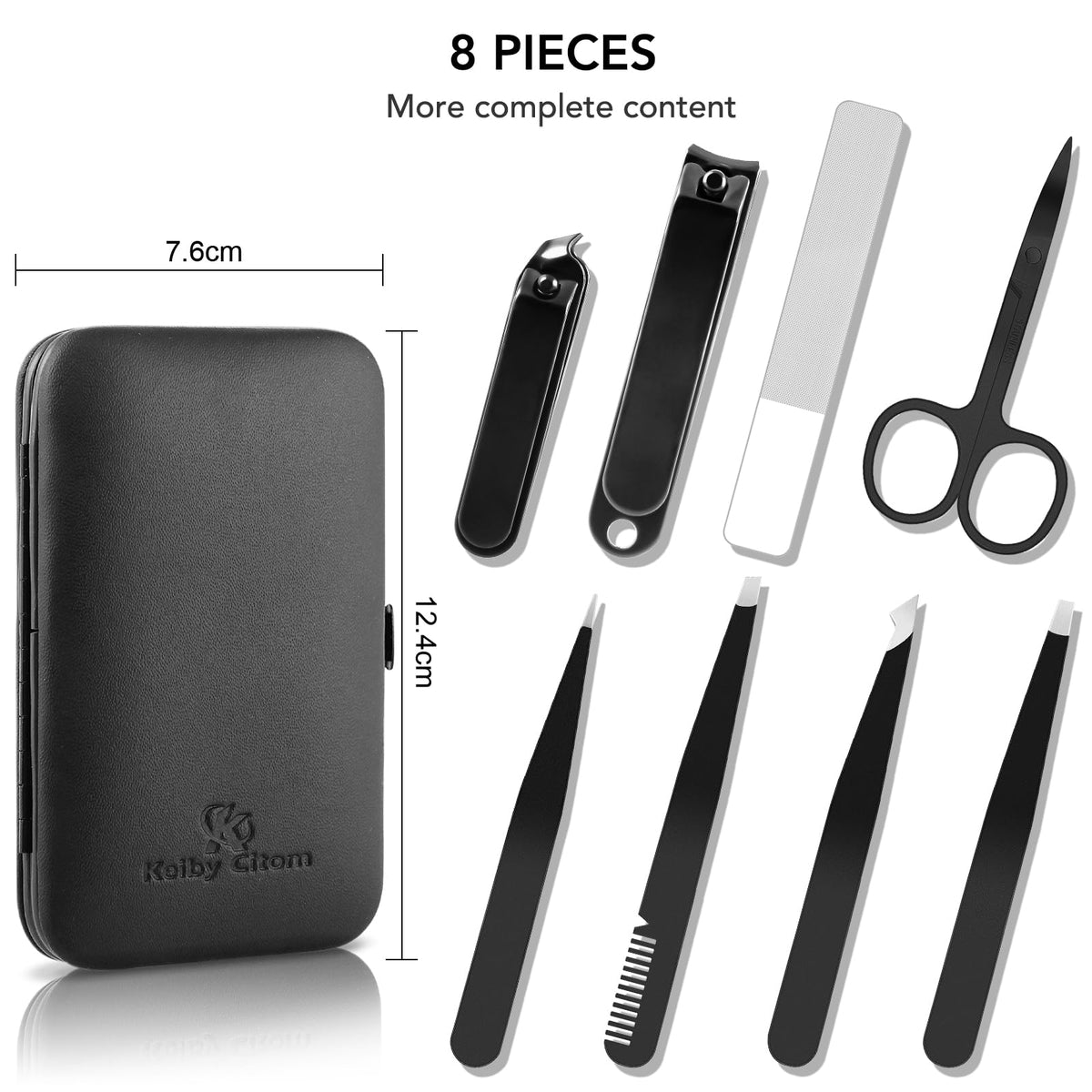 Keiby Citom Tweezers Set and Nail Clippers 8Pcs Precision No Gaps Eyebrow Tweezer Kit