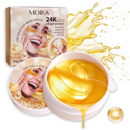 SDSM 24k Gold Under Eye Collagen Mask Patches, 5X Anti Wrinkle Moisturizing and Repairing Ability，Reduce Puffy Eyes & Dark Circle Under Eye Gel Patches, Smooth Tired Eye Masks - (Jar - 30 Pair)
