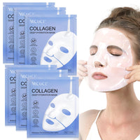 WANFAER 6pcs Collagen Face Mask, Deep Overnight Face Mask, Bio Collagen Overnight Mask for Dry and Dehydrated Skin, Pore Minimizing, Elasticity Improvement