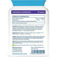 Health4All Kids Magnesium 90 Chewable Tablets for Anxiety, Sleep, Ticks. Tasty Orange Chewable Magnesium Supplement for Children 4+, Vegan, Sugar-Free | Made in UK | Alternative to Glycinate Gummies