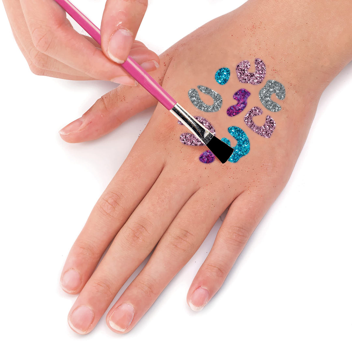 FabLab Glitter Tattoos | Create FAB Glittery Kids Tattoos! | Includes 28 Stencils and 4 Sparkly Colours of Bio-Glitter | Girls Gifts for Ages 8+