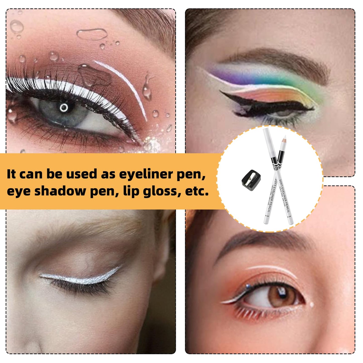 MEKEET 12PCS White Eyeliner Pencils - Waterproof, Long Lasting, Skin Marking Eyeshadow & Highlighter