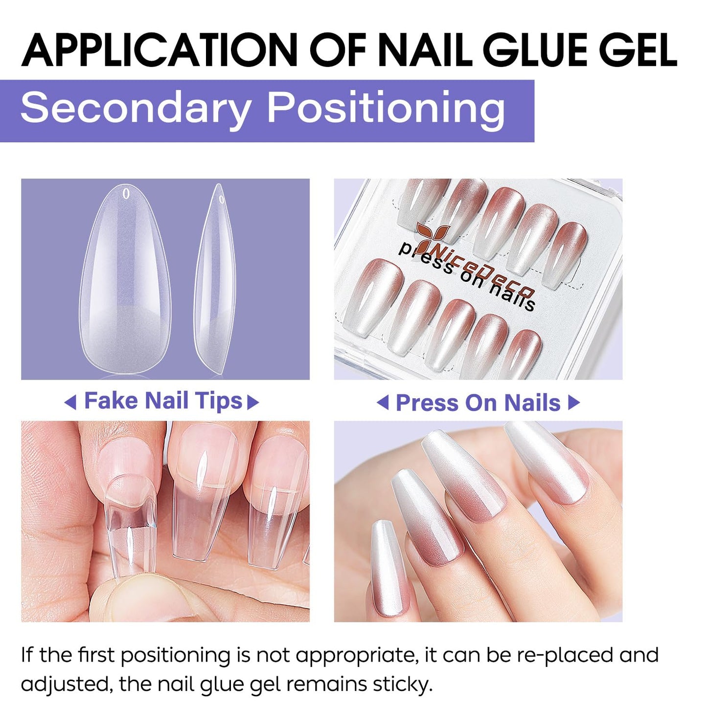 Nicedeco Nail Glue Gel 22ml, Gel Nail Tips Glue, Clear, High Viscosity, Multi-functional, Strong Adhesion, Easy to Use, Long-lasting, Upgraded Formula