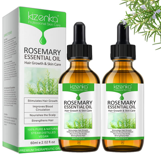 XAYGHE Rosemary Oil for Hair Growth (2PCS), Rosemary Essential Oil for Hair Growth & Skin Care, Pure Natural Hair Oil Serum, Strong Hair Root, Eyebrow and Eyelash Growth Massage Oil- 60ml*2 (60ml*2)
