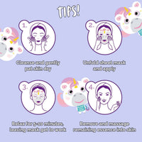 7th Heaven Unicorn Sheet Face Mask, Pack of 4 – Kid-Friendly Face Mask Sheets to Soothe and Nourish Skin (Ages 8+) – Acai & Pomegranate Face Masks Skincare Sheet