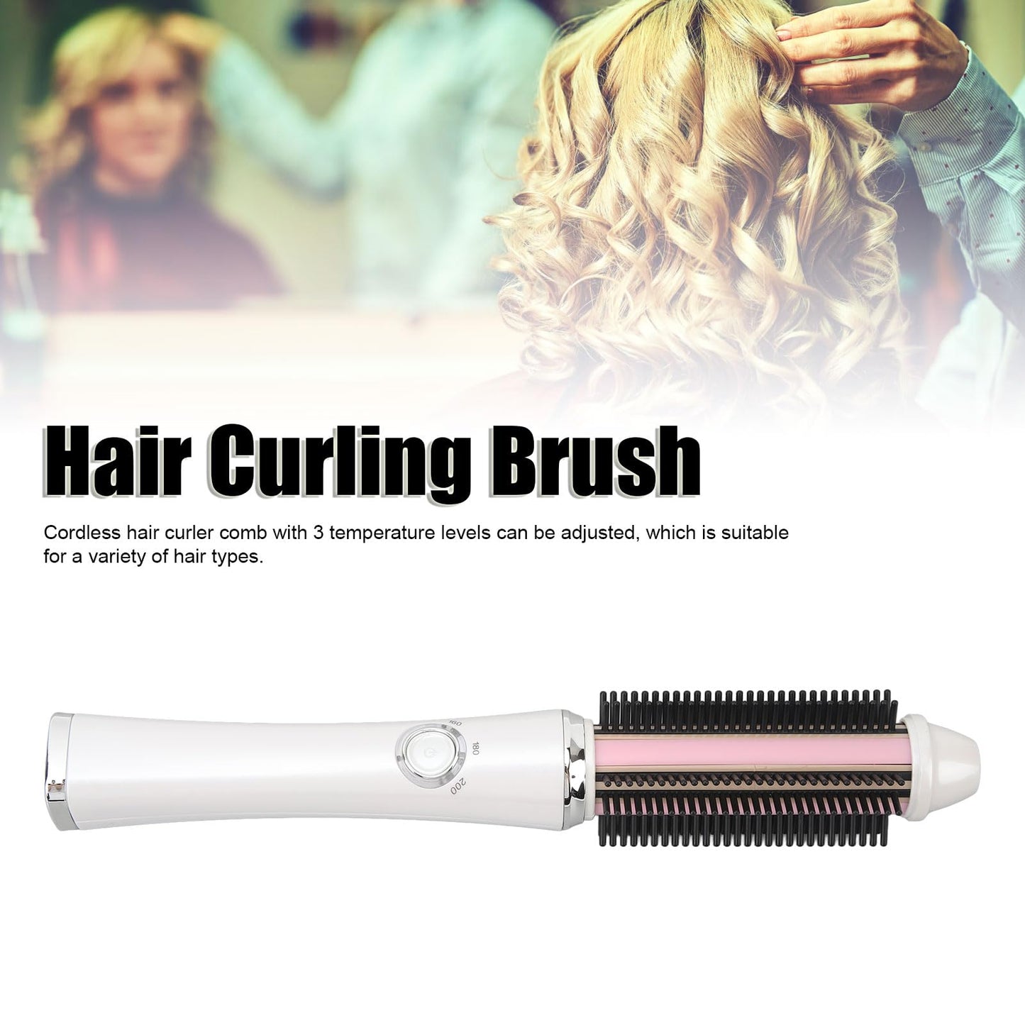 TARSHYRY Cordless Hair Curler Brush,20s Fast Heating and 3 Temp Settings USB Rechargeable Electric Curling Comb for Professional Salon at Home