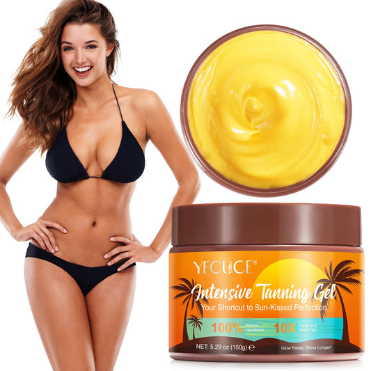 MXCZBSM 150ml Dark Tan Accelerator Cream - Fast-Acting Self Tanning Gel with Carrot & Olive Oils | Hydrating Sun-Kissed Glow for All Skin Types | Vegan & Cruelty-Free