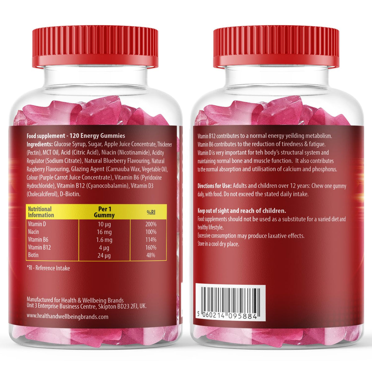 SCIENCE FITNESS Energy Gummies |120 Mixed Berry Flavour Gummies from Science Fitness Brand |4 Months Supply