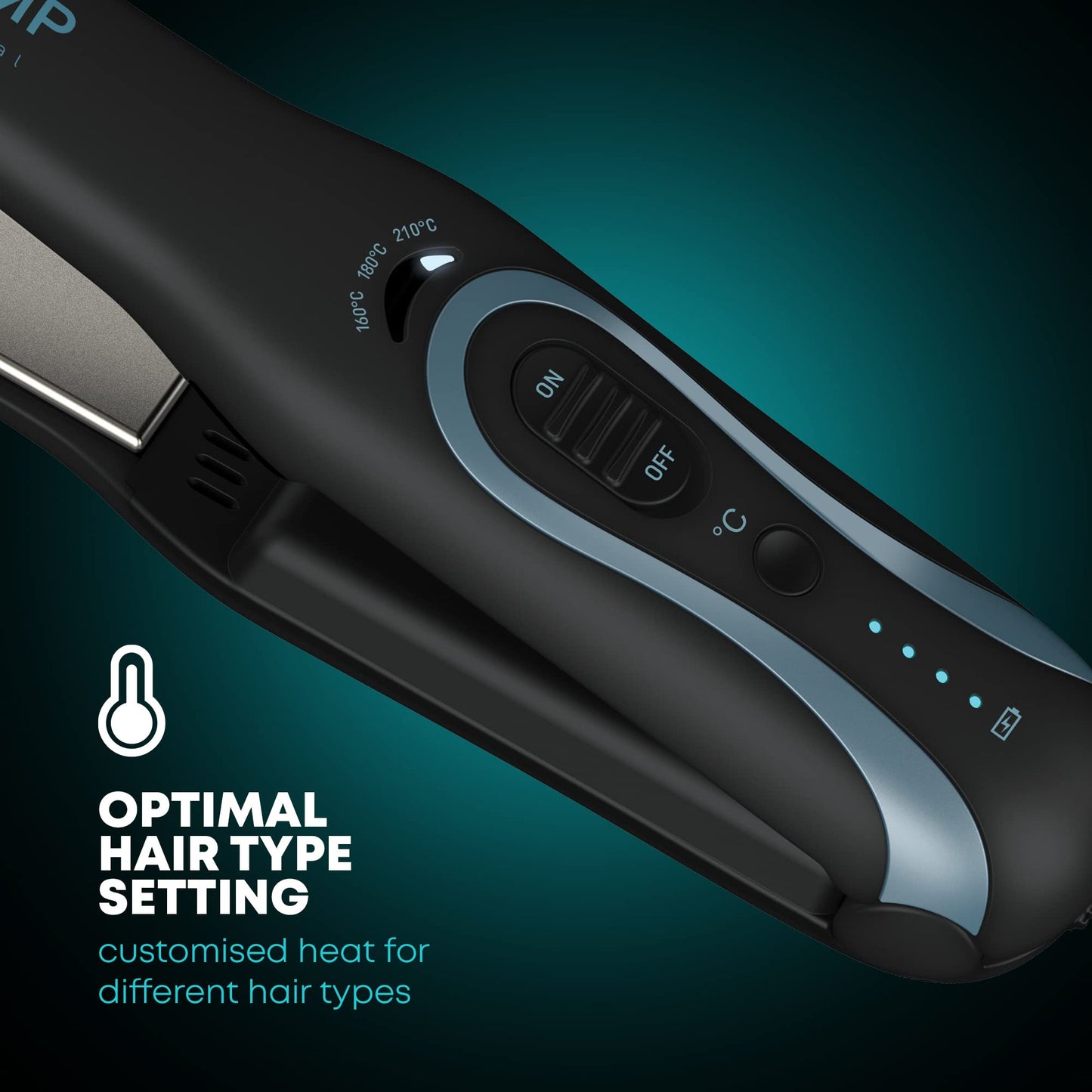 REVAMP Progloss Liberate Shine Cordless Straightener, Ceramic Compact Straightener with Lithium-Ion Technology for Frizz-Free Hairstyles, Infused with Smooth Keratin, Argan and Coconut Oils, Black