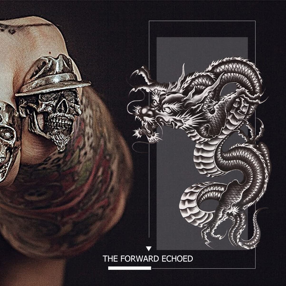 ULTNICE Large Large Temporary Arm Tattoo Stickers Waterproof Dragon Sleeve Transfers for Men Women Scar Cover Body Art 21X15cm