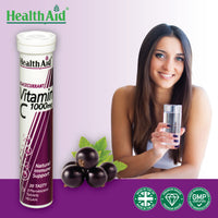 HealthAid Vitamin C 1000mg - Effervescent (Blackcurrant Flavour) - 20 Tablets