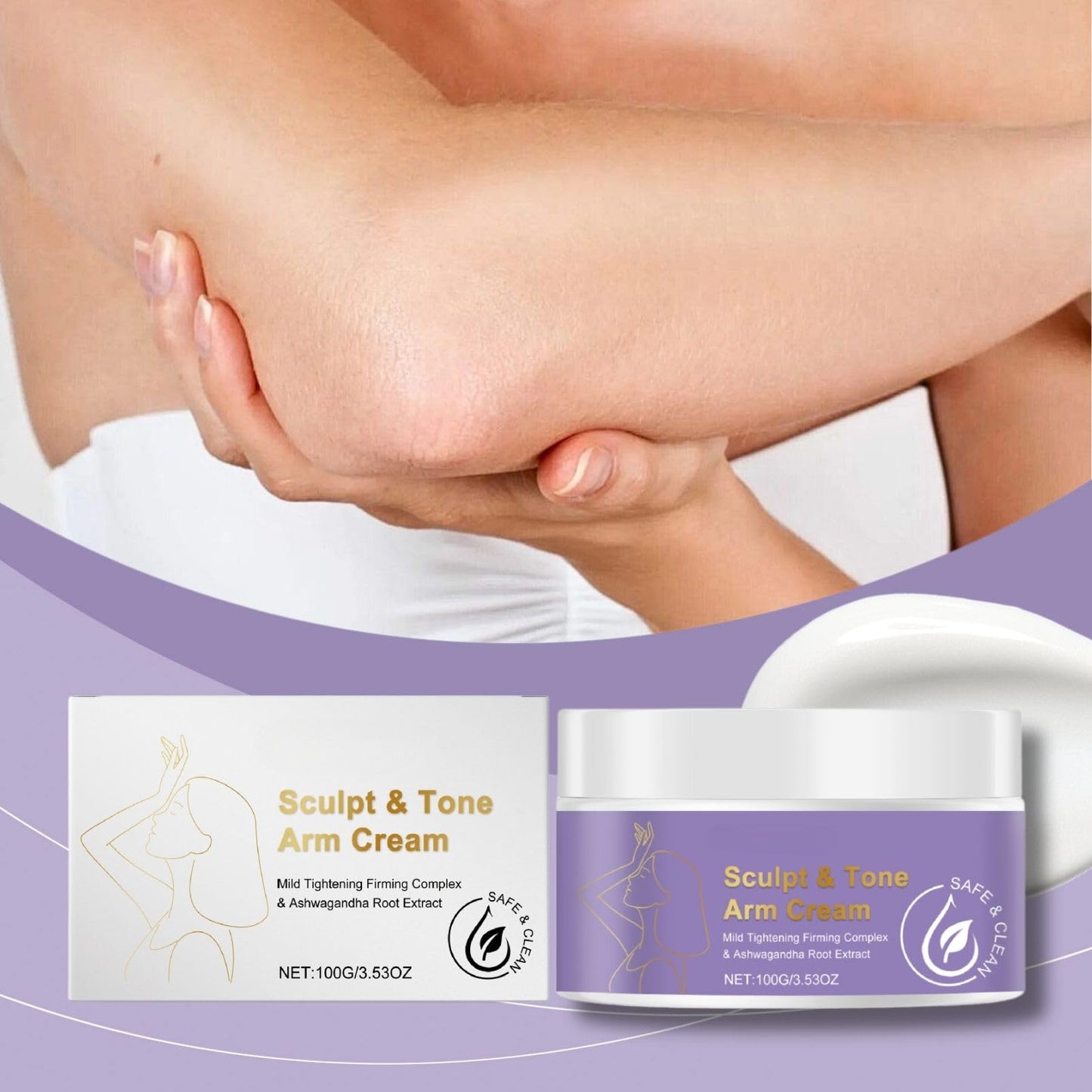 Cureluxe Sculpt & Tone Arm Cream – Skin Firming Body Cream for Women, Upper Arm Firming Cream to Reduce Crepey Skin on Arms, Body Moisturiser for Dry Skin with Deep Hydration & Elasticity Boost