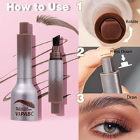 AmiCera Eyebrow Pen Eye Brow Pencil Dark Brown, Brow Fection Angled Brush Liquid Eyebrow Dye Kit - Brush & Power 2 in 1, Long-Lasting Quick Dry Waterproof Sweat-proof Natural Looking Brows
