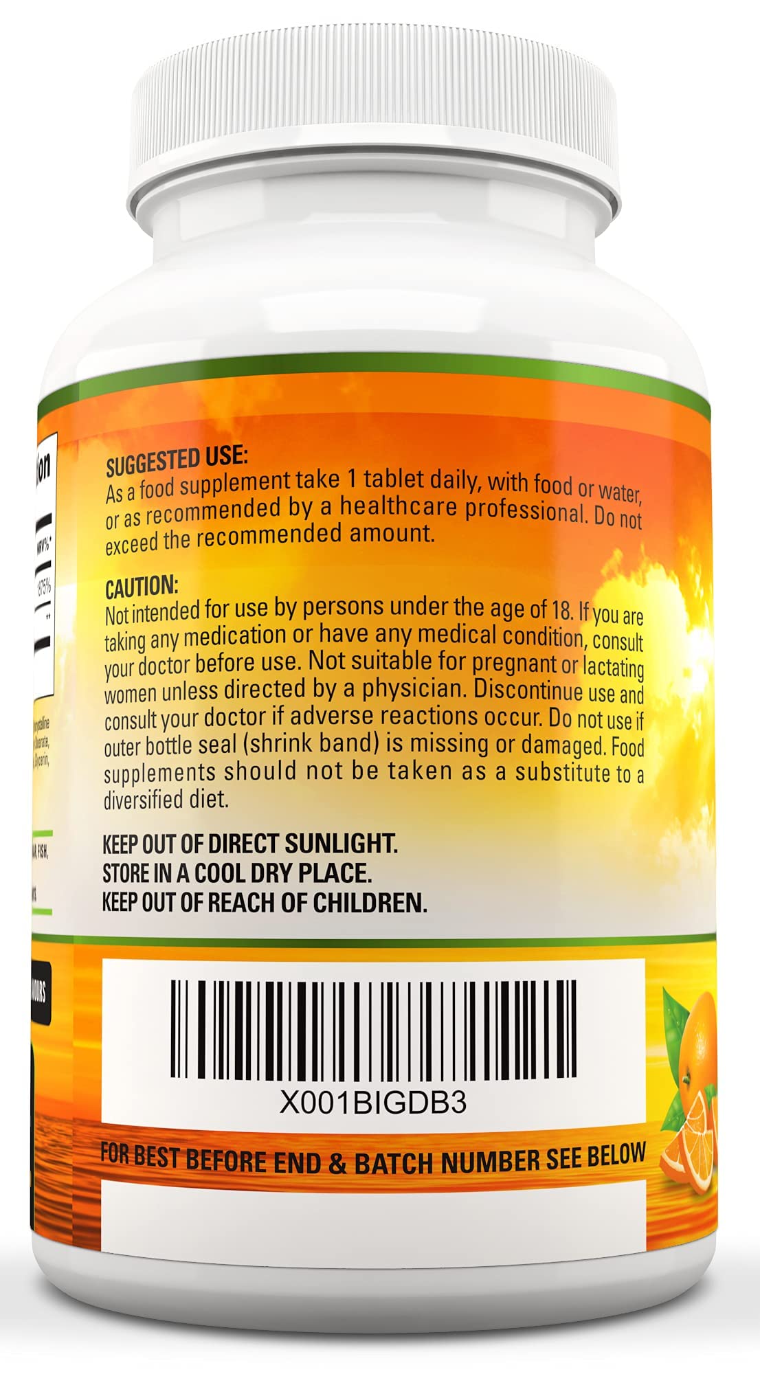 Vitamin C 1500mg per Tablet, High Strength 180 Vegan Tablets, Food Supplement, 6 Month Supply - Made in UK