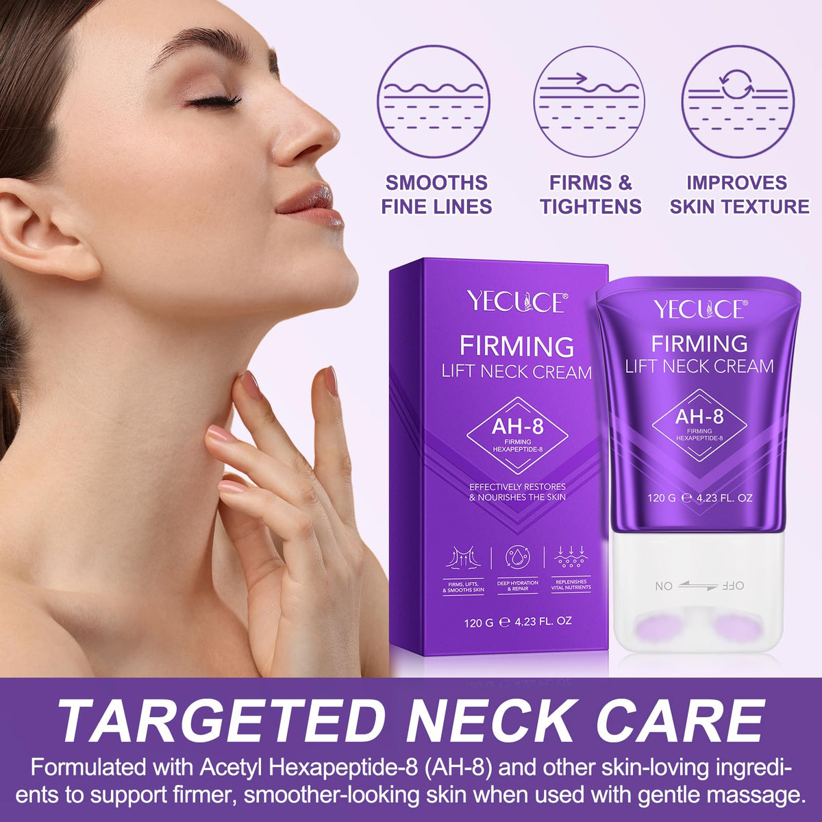 Yecuce AH8 Firming Neck Cream,Reduces Neck Lines, Moisturizes, Tightens Skin, Improves Elasticity, Anti-Aging, Suitable for Both Men and Women for All Skin Types