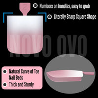 NOVO OVO Ombre French Tip Press on Toe Nail Tips, Sharp Square Pre-Designed Soft Gel False Toenail Extension, BERRY PINK Pre-applied Tip Primer & Base Coat, Full Cover Acrylic DIY x 15 Sizes 240 pcs