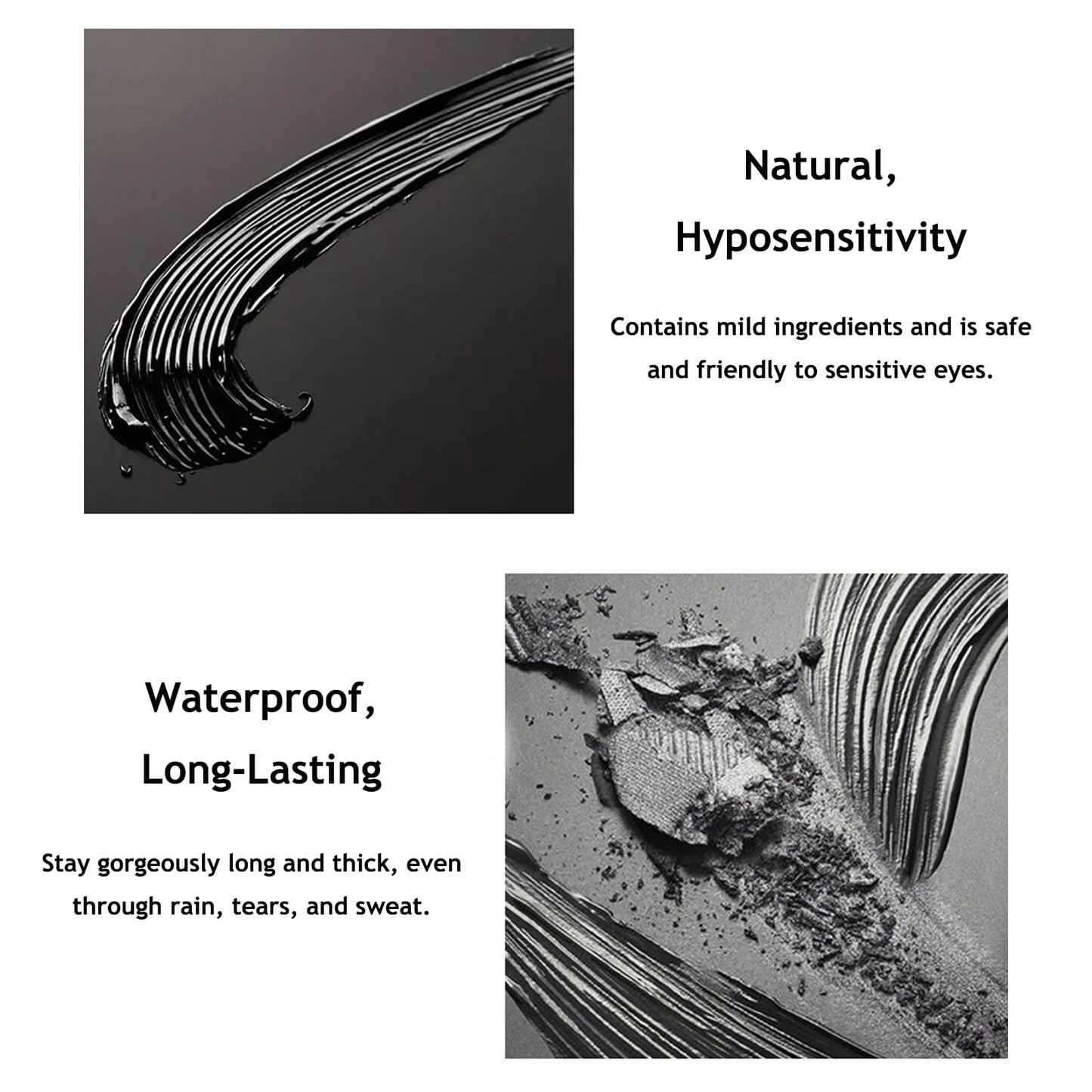 NLFOX Primelash Mascara for Mature Women - Mascara for Seniors - Mascara Black Volume and Length Waterproof - Fibre Dense Mascara for Sensitive Eyes - Lengthening and Volumizing Mascara