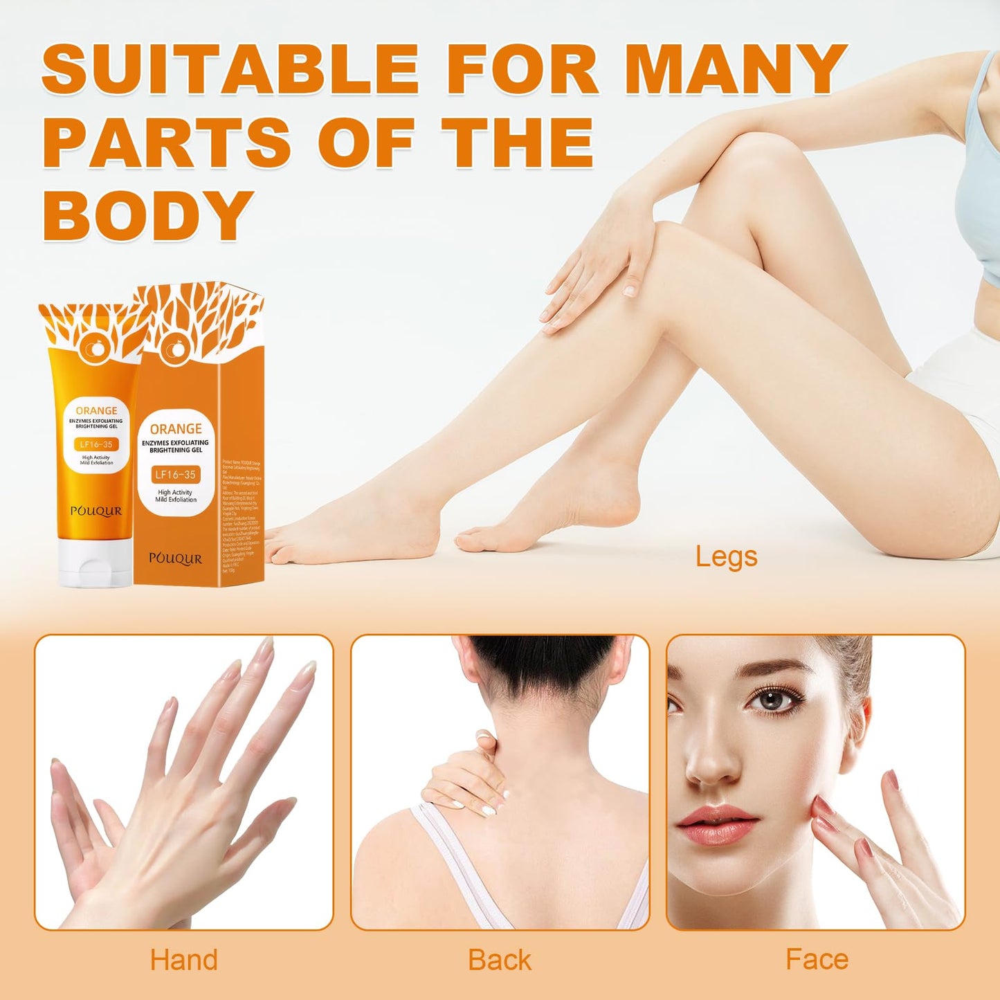 GMHLLES Purifying Exfoliating Gel 2 PCS Orange Peeling Gel Keeps Skin Hydrated Softens Skin and Removes Dead Skin Make Your Skin Smooth and Bright Suitable for All Skin Types