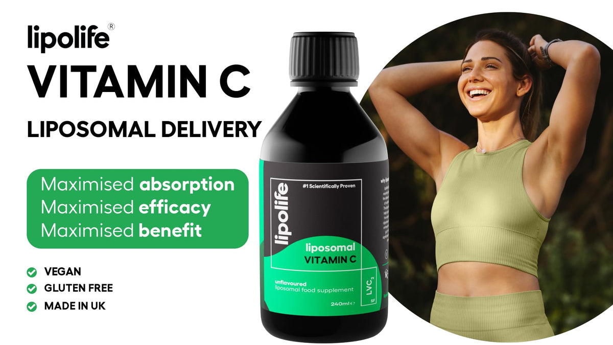 Lipolife liposomal high Strength Vitamin C 1000mg (Peach Flavour) - lipolife LVC9. 30 Day Supply. Formulated with Quali-C and Sunflower phospholipids. Superior Nutrient delivery